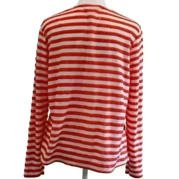CHICO’S STRIPED ORANGE AND WHITE WOMENS TOP SIZE Medium - Picture 3 of 15